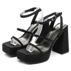 Black Chunky Sexy Platform Heels